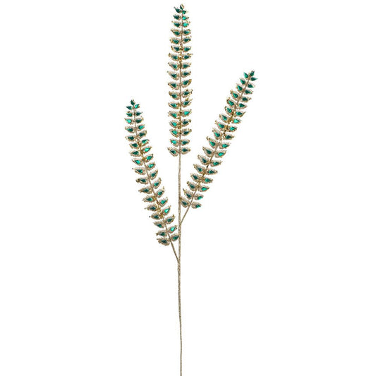 34.5" Green Rhinestone Mini Leaf Spray