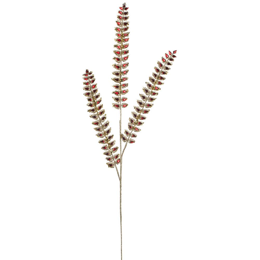 34.5" Red Rhinestone Mini Leaf Spray