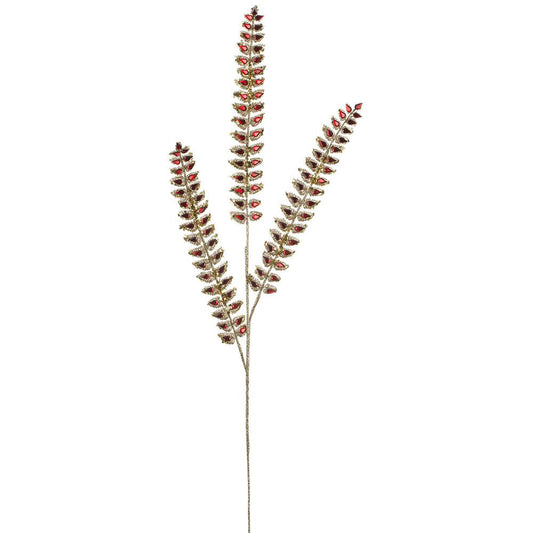 34.5" Red Rhinestone Mini Leaf Spray