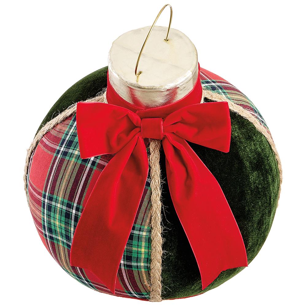 11.5" Plaid & Velvet Tabletop Ornament