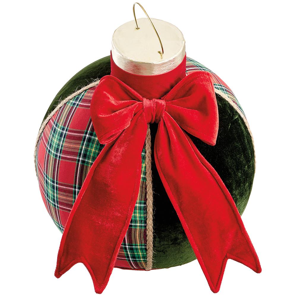 19" Plaid & Velvet Tabletop Ornament