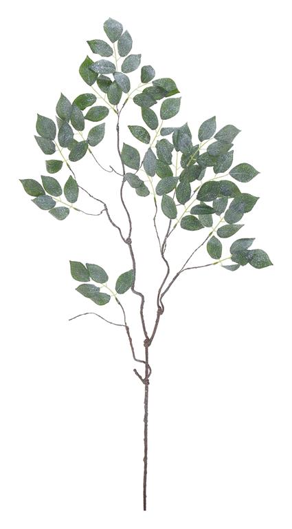 36" Green Mulberry Leaf Spray with Glitter