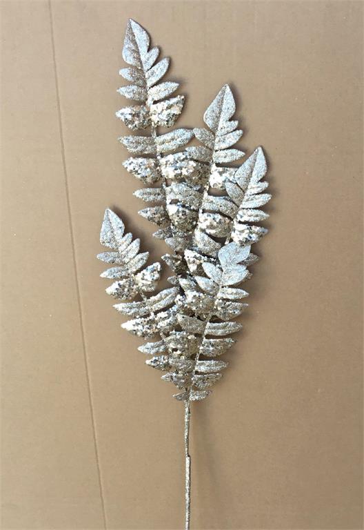 40" Glittered Fern Spray – Platinum