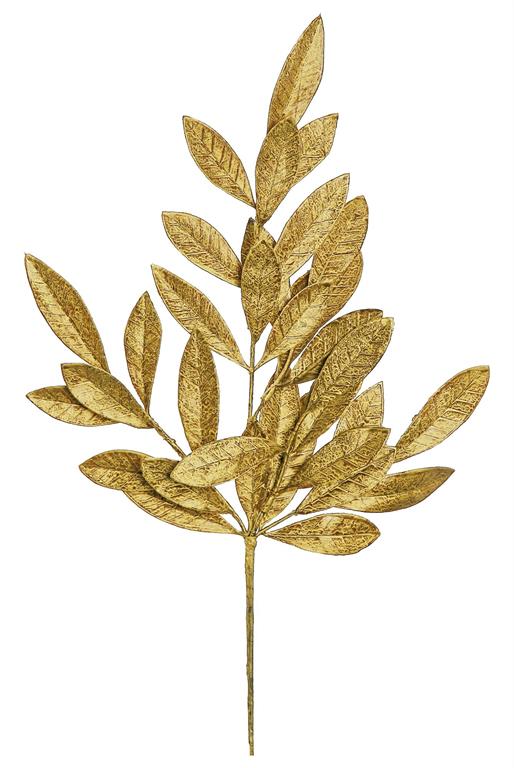 Bronze Glitter Bay Leaf Spray – 20.5"