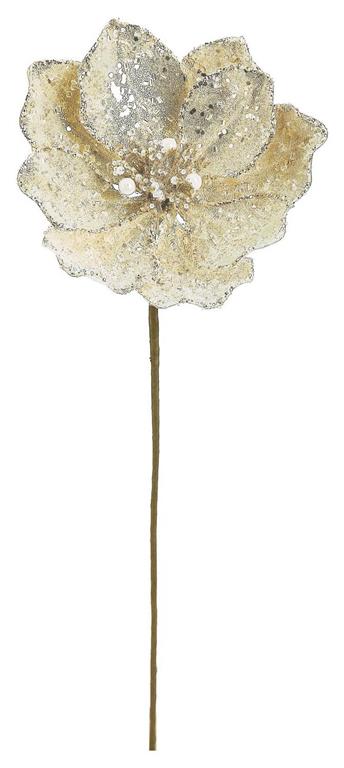 Light Gold Glitter Magnolia Stem – 21"