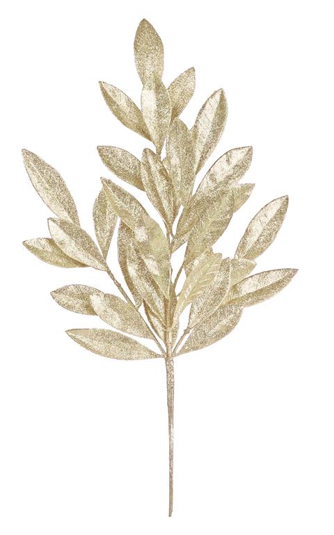 Champagne Glitter Bay Leaf Spray – 20.5"
