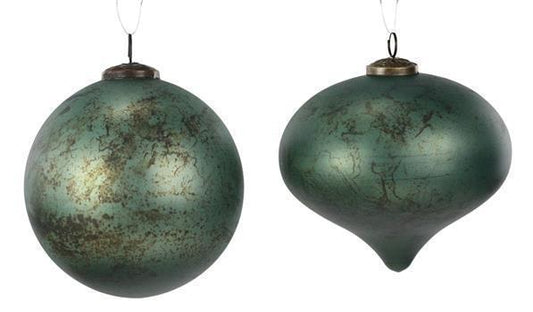 6" Matte Sage Green Rustic Glass Ornament – Ball or Onion