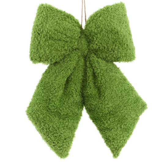 11.5" x 15" Green Plush Bow Ornament