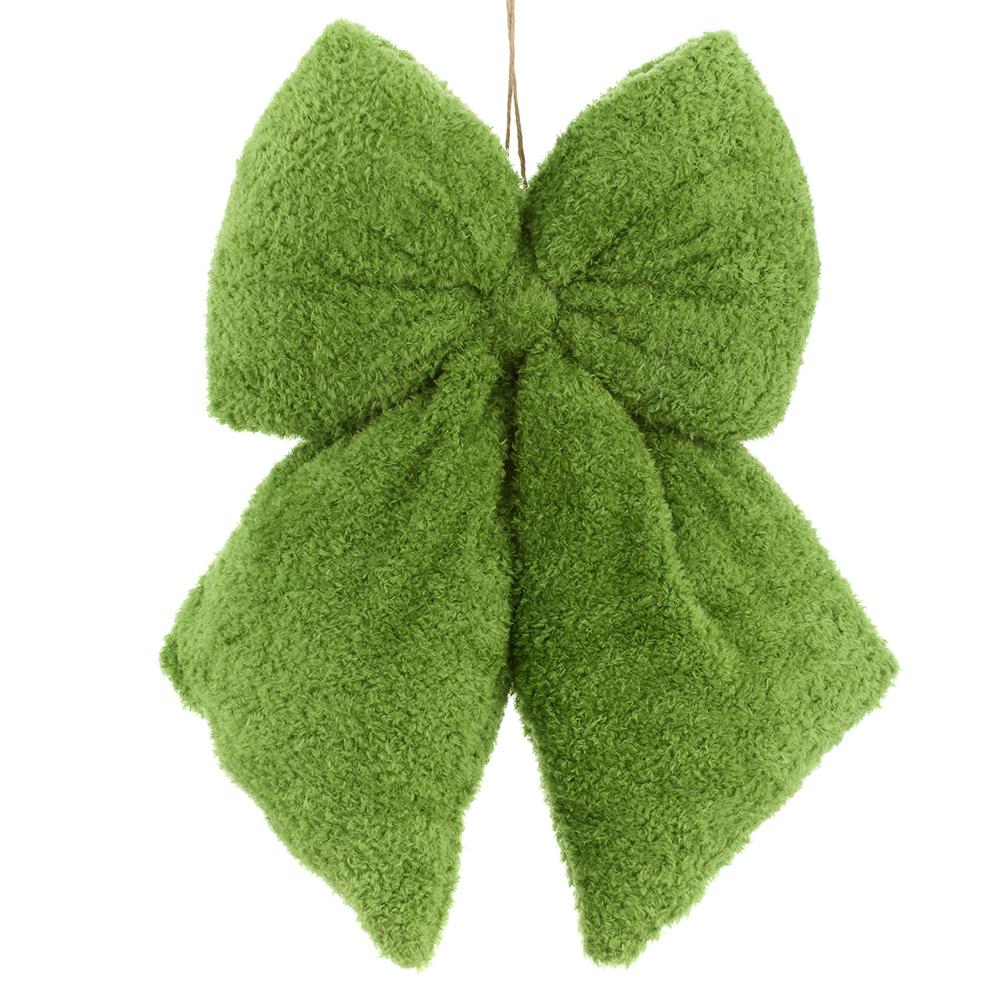 15" x 22" Green Plush Bow Ornament