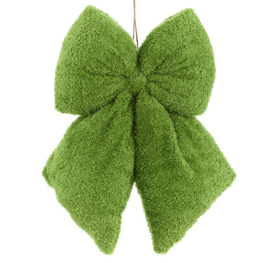 15" x 22" Green Plush Bow Ornament