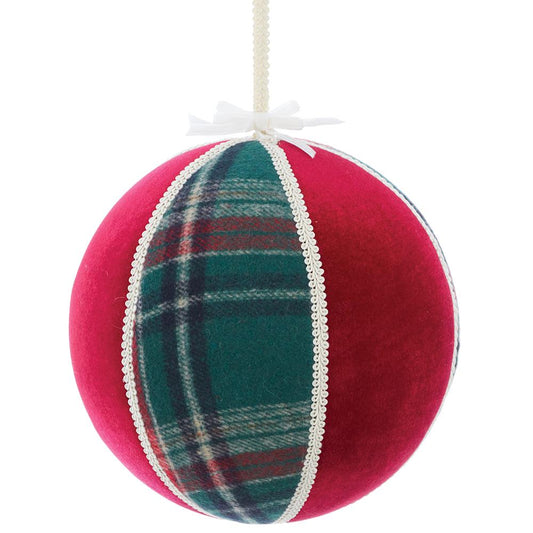 8" Plaid & Velvet Ball Ornament