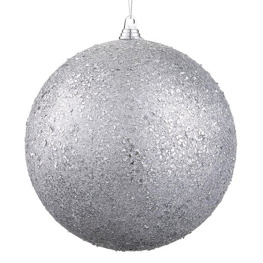 12" Silver Glittered Ball Ornament