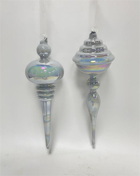Iridescent Glass Finial Ornaments – Sold Separately