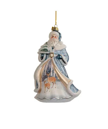 Kurt Adler Bellissimo Glass 7" Santa With Tree & Scene Ornament