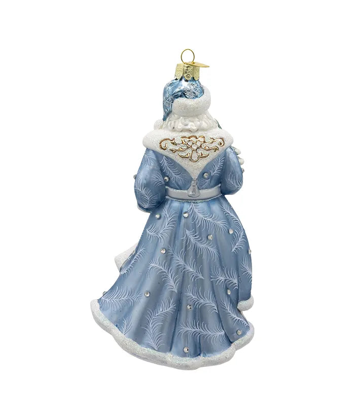 Kurt Adler Bellissimo Glass 7" Santa With Tree & Scene Ornament