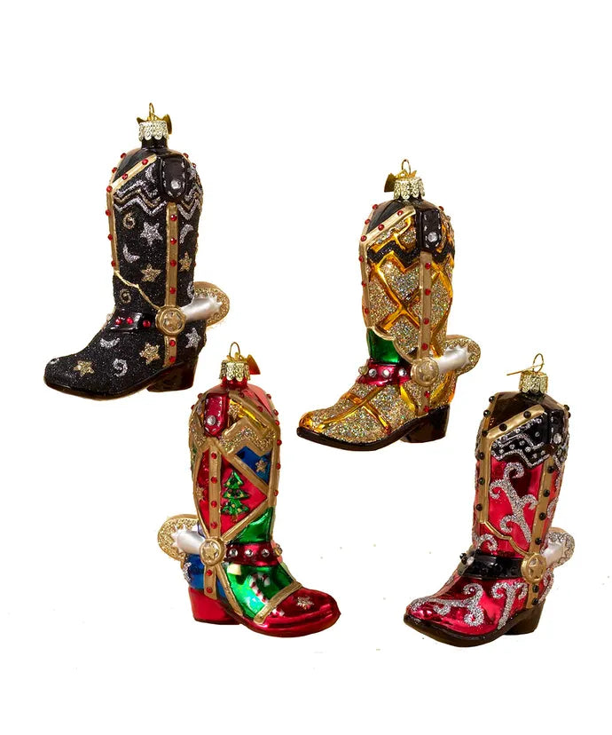Kurt Adler Noble Gems™ Western Boot Ornaments – 4" (Sold Separately)