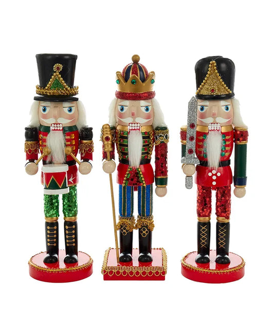 Kurt Adler 10" Red, Green & Gold Nutcrackers – Sold Separately