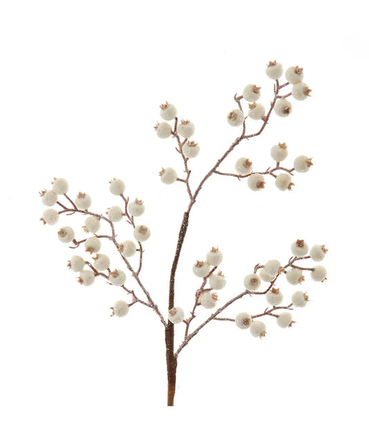 Kurt Adler 25.5" White Glittered Berry Spray