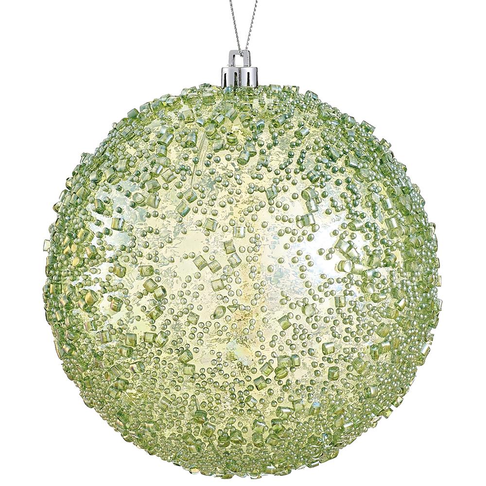 4.75" Beaded Shatterproof Ball Ornament – Green