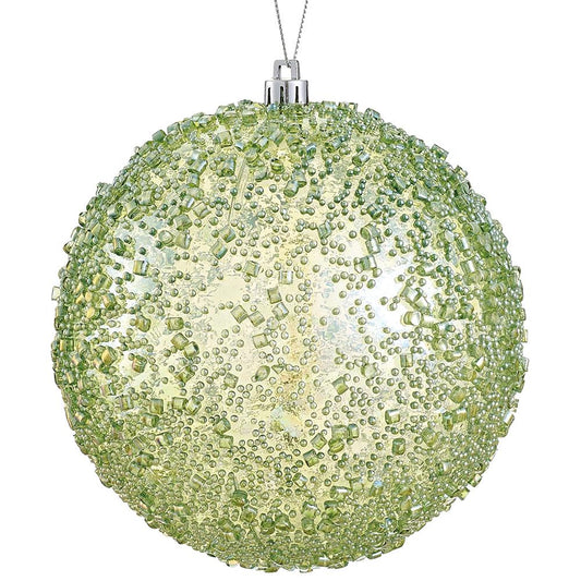 4.75" Beaded Shatterproof Ball Ornament – Green