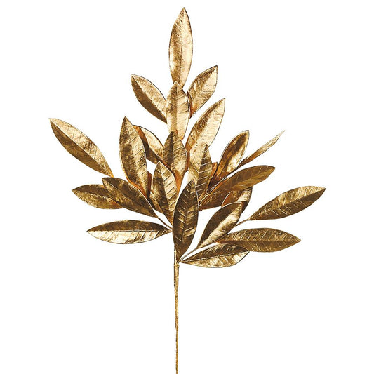 Gold Bay Leaf Spray – 19"