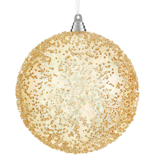 8" Beaded Shatterproof Ball Ornament – Gold