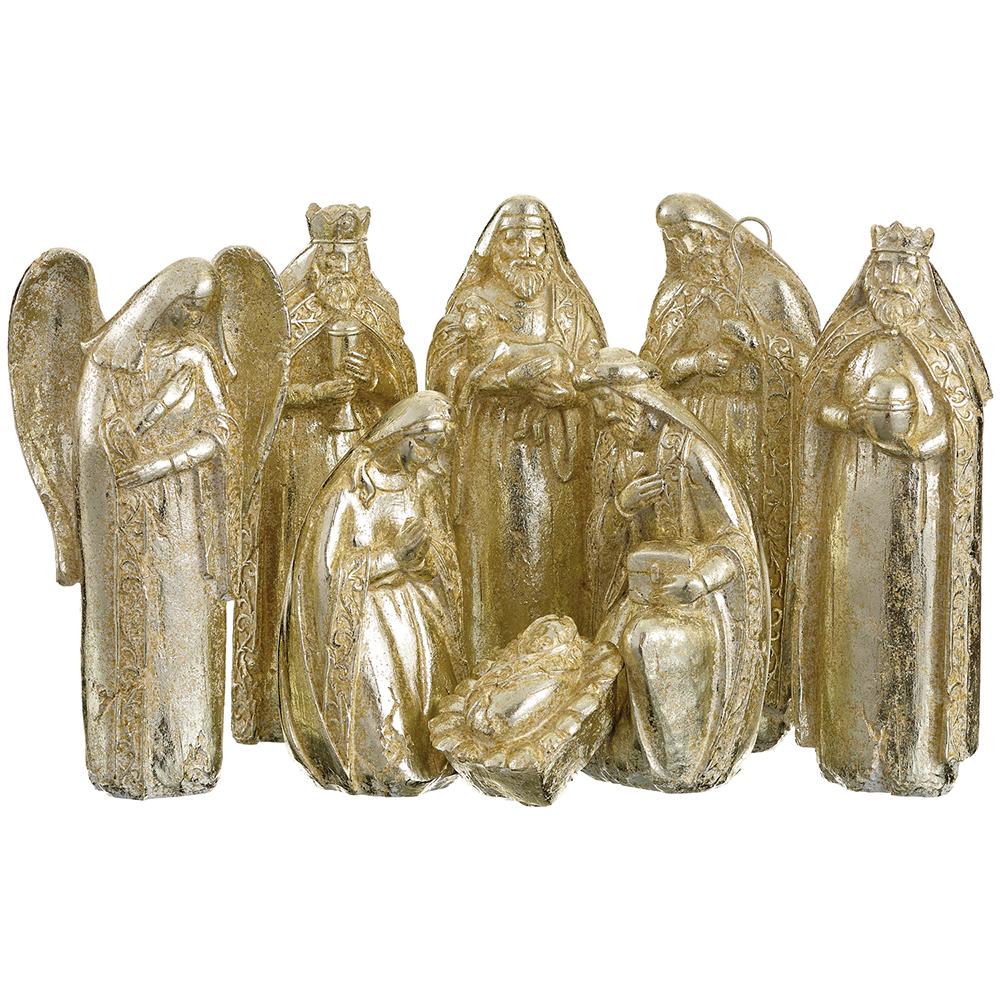 Gold Leaf Nativity Set (8 Pieces)