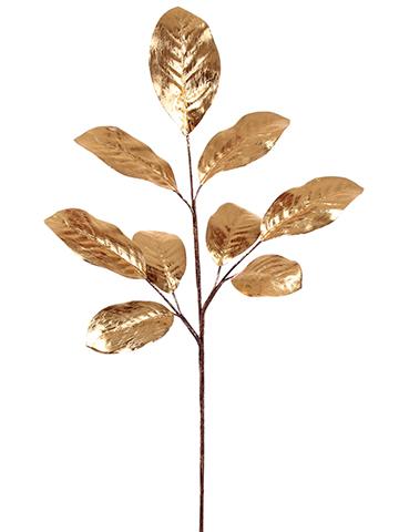 33" Gold Magnolia Leaf Spray