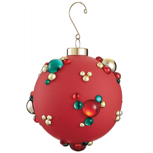 4" Yuletide Jeweled Ball Ornament – Red