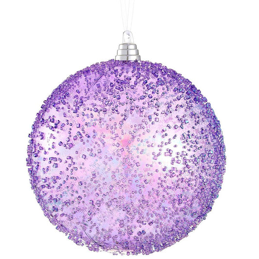 8" Shatterproof Ball Ornament – Lavender Beaded Finish