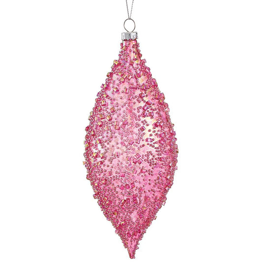 7" Beaded Shatterproof Finial Ornament – Pink