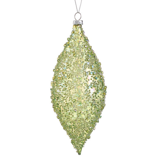 7" Beaded Shatterproof Finial Ornament – Green
