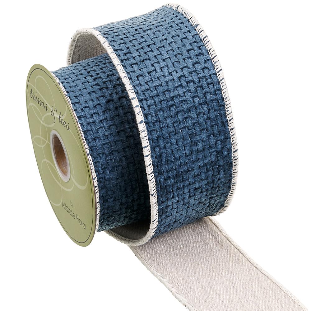 2.5" x 5 Yards Blue Knitted Ribbon
