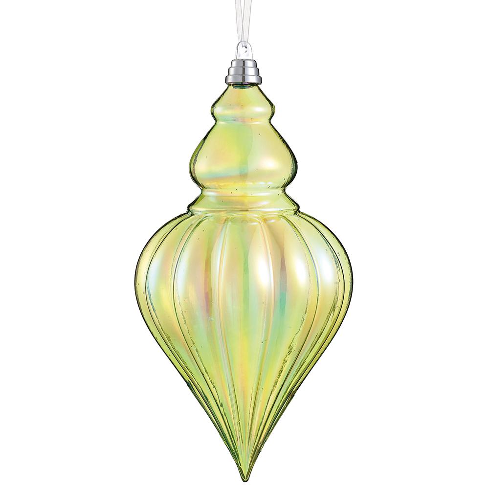 7" Beaded Shatterproof Finial Ornament – Green