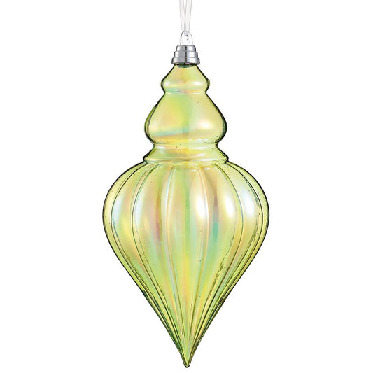 7" Beaded Shatterproof Finial Ornament – Green