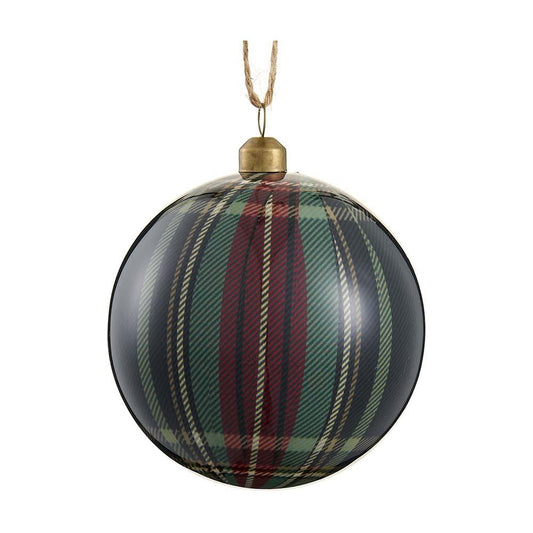 Two-Tone Green Plaid Ball Ornament
