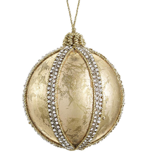 5" Diamond Trim Ball Ornament – Gold