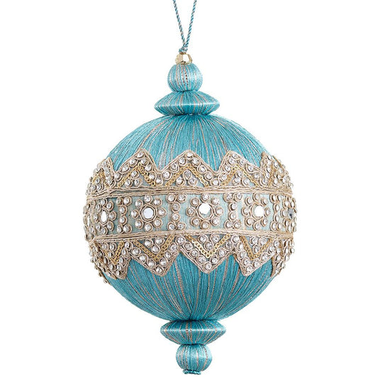 Diamond Yarn Ball Ornament – Turquoise, 5"