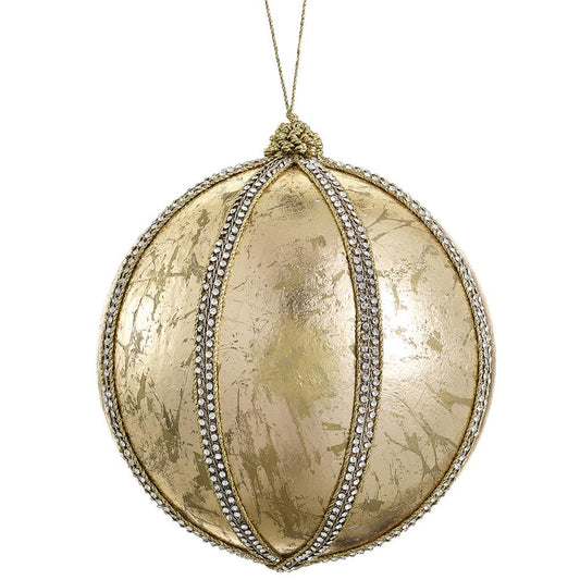 8" Diamond Trim Ball Ornament – Gold