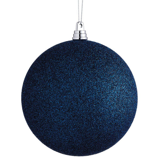 Glittered Plastic Ball Ornament – Blue, 4.75"