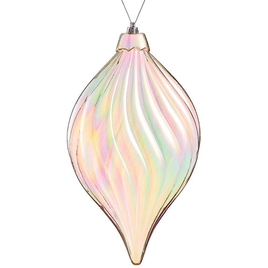 10.5" Shatterproof Disc Finial Ornament – Pink Iridescent