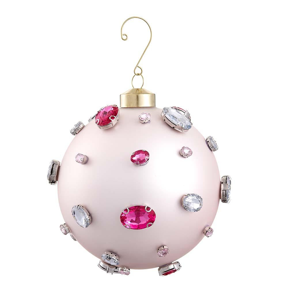 Pink Jeweled Ball Ornament – 4.75"