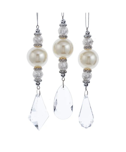 5.5" Pearl & Crystal Drop Ornament – Sold Separately (Random Selection)