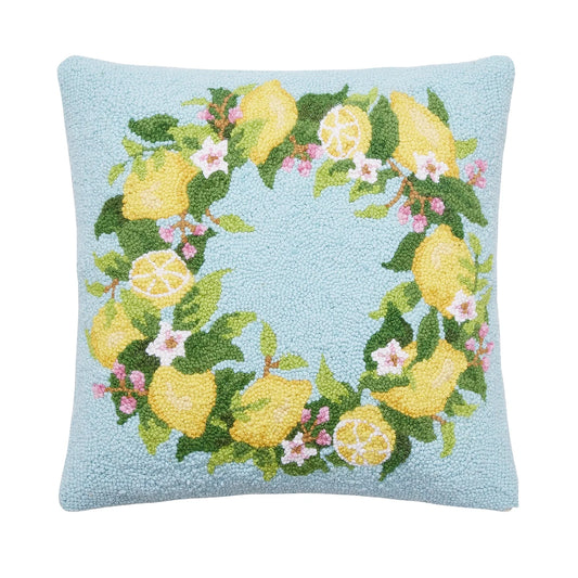Lemon Wreath Hook Pillow – 18" x 18"