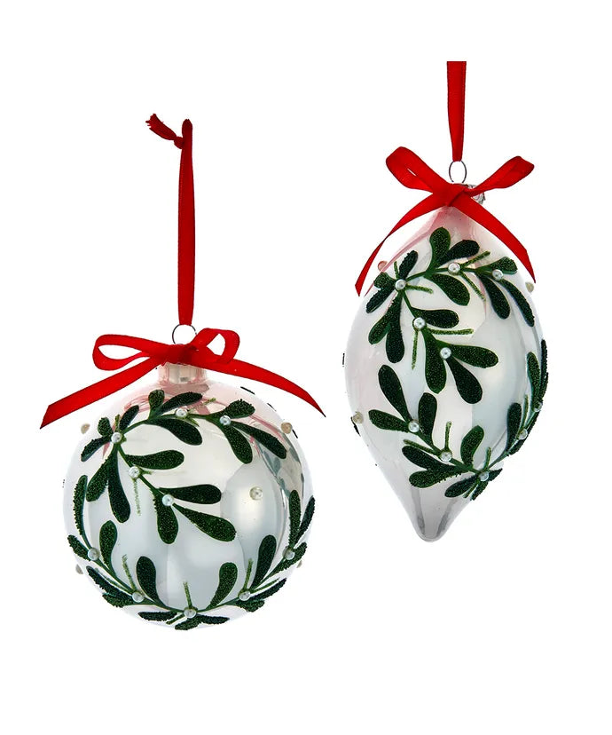 Kurt Adler Glass Mistletoe Ornaments – Sold Separately