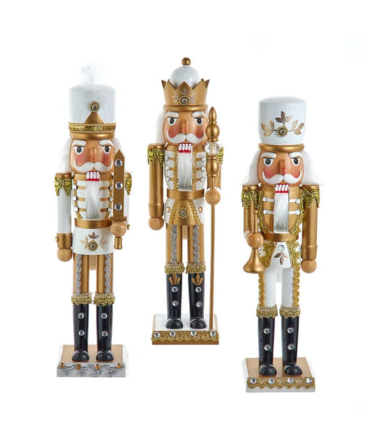 Kurt Adler 15" Gold & White Nutcrackers – Sold Separately