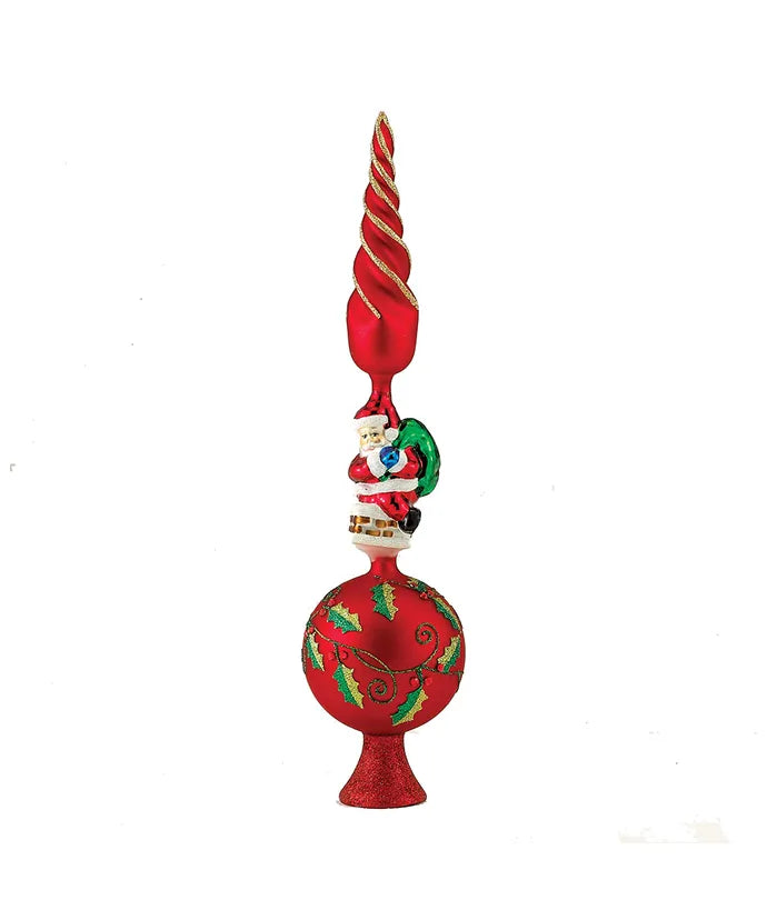 16" Un-Lit Glass Santa Finial Treetop