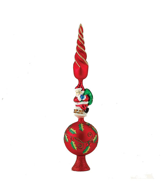 16" Un-Lit Glass Santa Finial Treetop