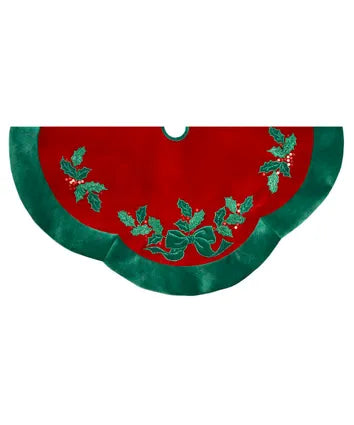 48" Red & Green Holly Tree Skirt – Kurt Adler