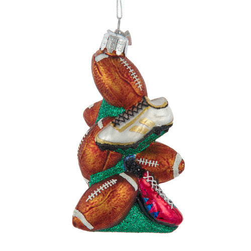 Noble Gems™ Glass Footballs &  Cleats Ornament – 4"